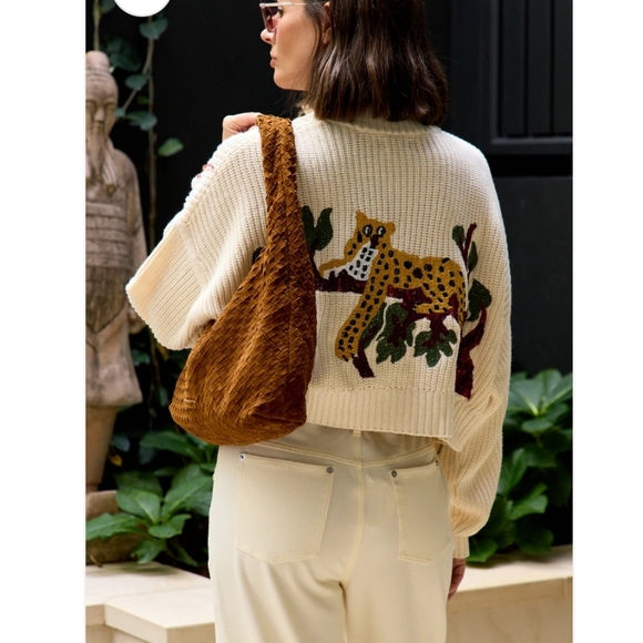 STAUD Cream Knit Half-Zip Sweater NWT Sz S M - Picture 4 of 4